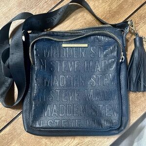 Steve Madden Black Embossed Messenger Bag
